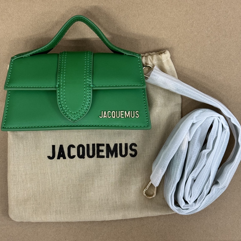 Jacquemus Emerald Green Leather Top‑Handle Bag Detachable Crossbody